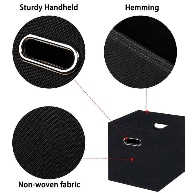 Alt view image 5 of 7 - Black Fabric Foldable Storage Cubes Bins with Dual Handles for Home Organizer