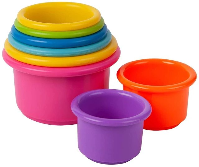 Main image of the First Years Stack & Count Stacking Cups 8 Count - Colorful Stackable Cups for Learning - Baby Bath & Toddler Water Table Toys
