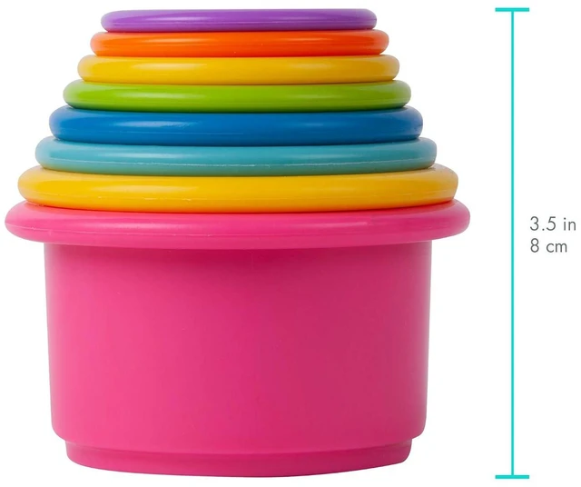 Alt view image 2 of 7 - the First Years Stack & Count Stacking Cups 8 Count - Colorful Stackable Cups for Learning - Baby Bath & Toddler Water Table Toys