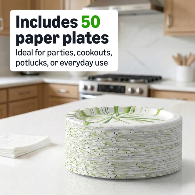 Alt view image 4 of 6 - Amazon Basics Paper Plates, 10 Inch, Disposable, 50 Count