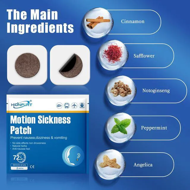 Alt view image 5 of 6 - Hionfurt 16ct Motion Sickness Patches, Non-Drowsy Herbal Relief
