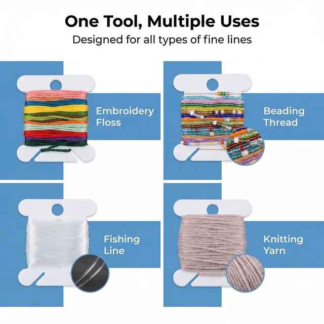 Alt view image 5 of 7 - RAINFLOW 150Pcs Plastic Embroidery Floss Bobbins Thread Organizer Cards