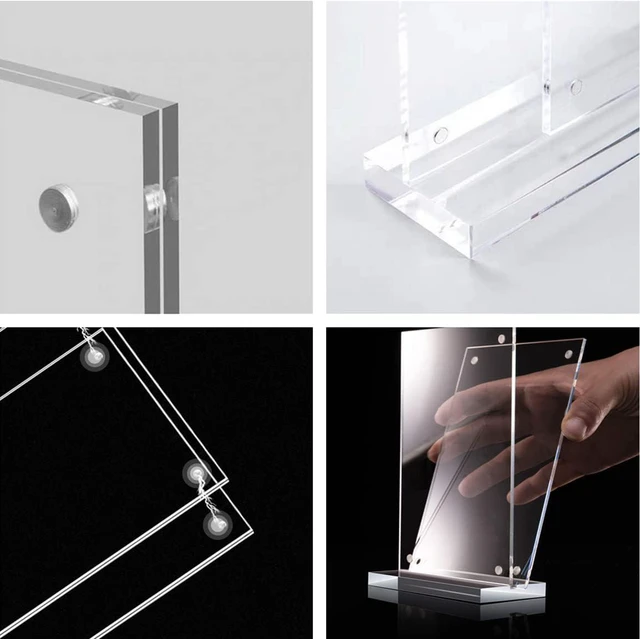 Alt view image 3 of 3 - 4x6-Inch Acrylic Floating Picture Frame, T-Shape Clear Frameless Horizontal