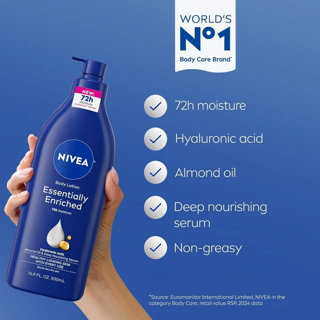 Alt view image 3 of 6 - NIVEA Essentially Enriched Body Lotion for Very Dry Skin with Almond Oil, 16.9 Oz