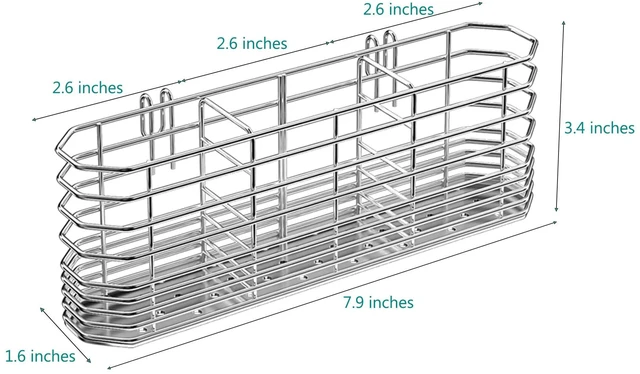 Alt view image 5 of 6 - NiuYichee 304 Stainless Steel Utensil Holder with Hooks, Dish Drying Rack, Kitchen Utensil Organizer, Knife and Fork Drainage Rack, Rust Proof, Silver
