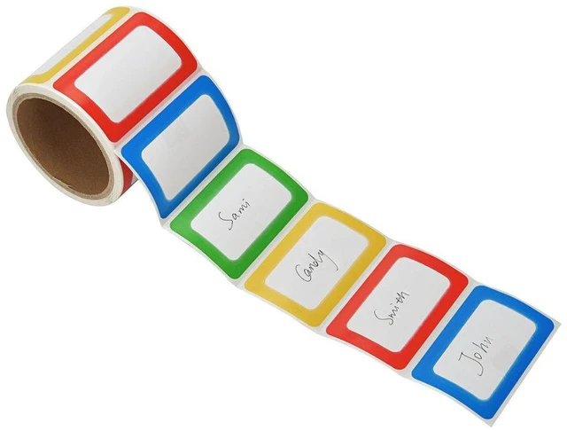 Alt view image 2 of 7 - MFLABEL Colorful Plain Name Tag Labels - 200 Stickers, 3.5 x 2.25 Inch, for Office, Meetings, School, Home, Events & Parties