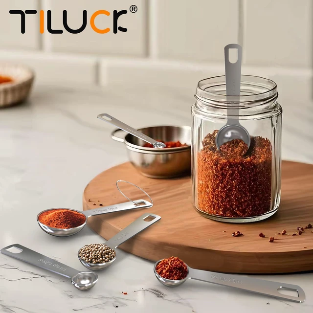 Alt view image 4 of 6 - Tiluck Stainless Steel Measuring Cups and Spoons Set Coffee Scoop Spoon