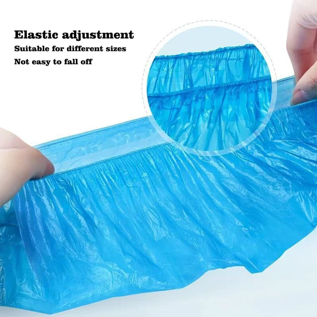 Alt view image 5 of 5 - 100PCS (50Pairs) Disposable Shoe Covers, Waterproof Non-Slip Durable, Plastic Boot Covers for Indoor Cleaning, Real Estate, Travel, Construction, Men Women (Blue)