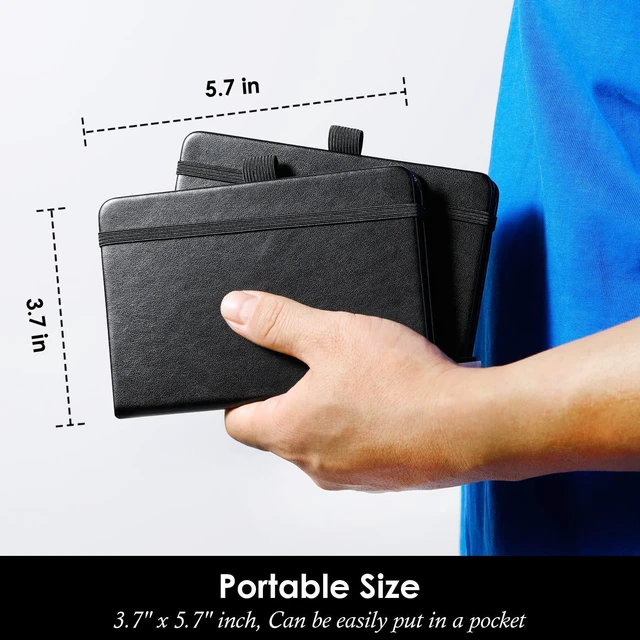Alt view image 6 of 6 - A6 Pocket Journal 3.7"x5.7" 3-Pack Black Leather Cover