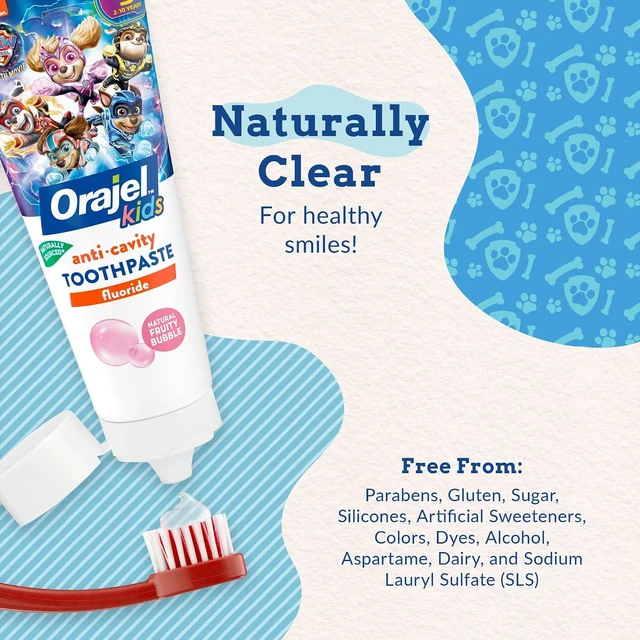 Alt view image 3 of 5 - Orajel Toothpaste Fruity Bubble Flavor, Fluoride Anti-Cavity for Kids Paw Patrol, 4.2oz Pack of 2