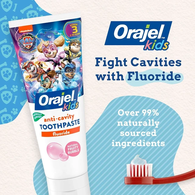 Alt view image 2 of 5 - Orajel Toothpaste Fruity Bubble Flavor, Fluoride Anti-Cavity for Kids Paw Patrol, 4.2oz Pack of 2