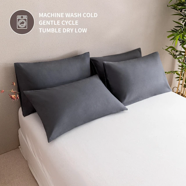 Alt view image 4 of 6 - Minipanda Queen Size Pillow Cases, Set of 4, Dark Grey, Envelope Design