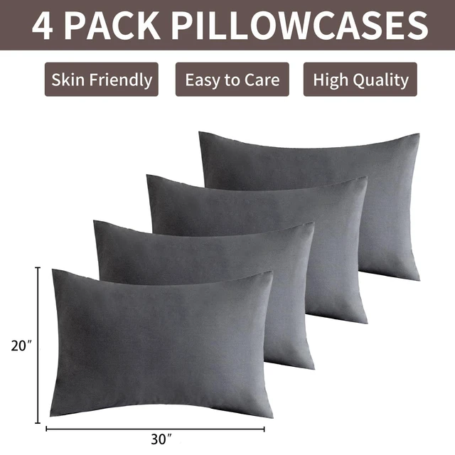 Alt view image 3 of 6 - Minipanda Queen Size Pillow Cases, Set of 4, Dark Grey, Envelope Design