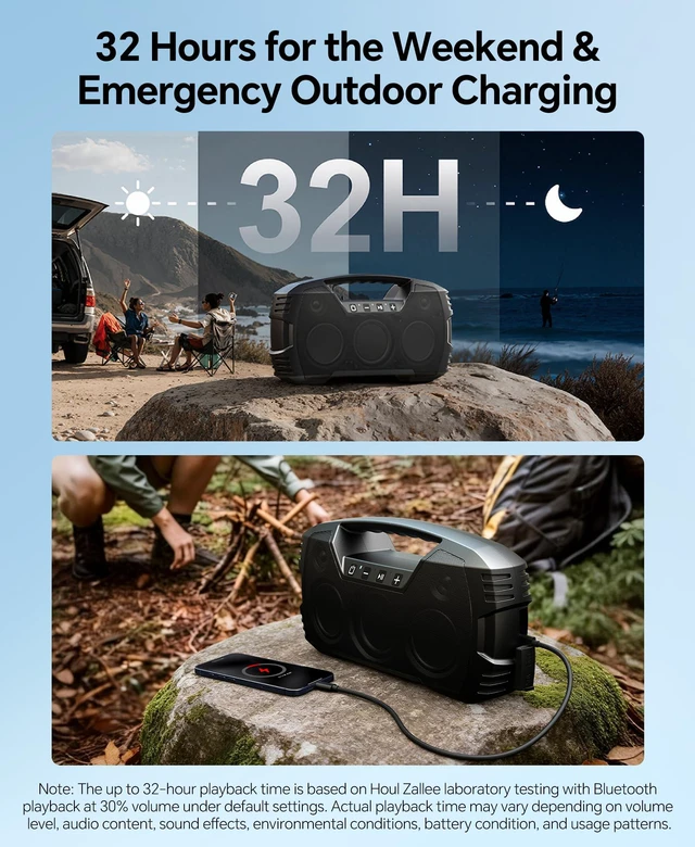 Alt view image 4 of 6 - Bluetooth Speaker, Outdoor, IPX7 Waterproof, 90W Peak, 32H, Black