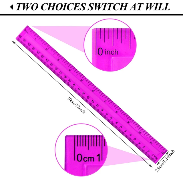 Alt view image 5 of 7 - 7PCS Clear Plastic Ruler 12 Inch, Assorted Colors, for School Home Office
