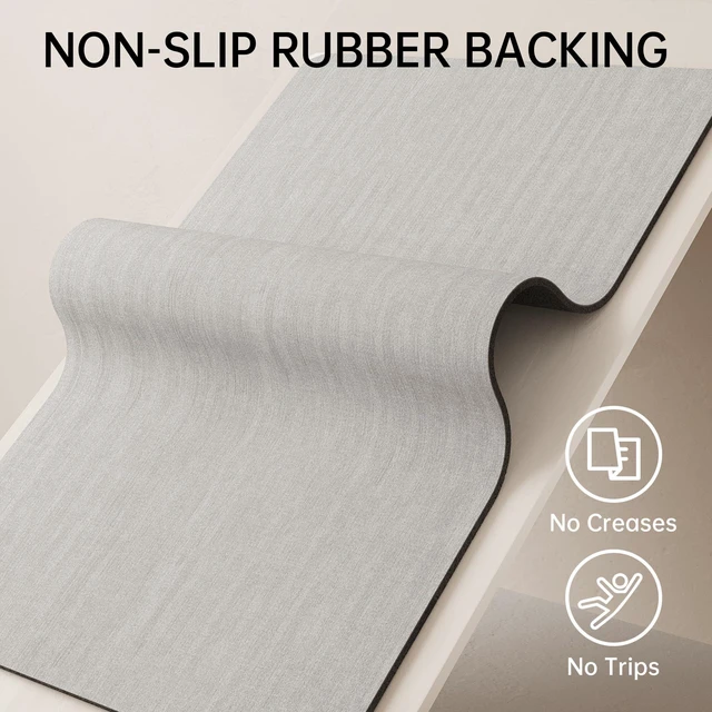 Alt view image 2 of 6 - Mecko Bath Mat 16"x24", Ultra Thin Bathroom Rug Fits Under Door, Light Grey