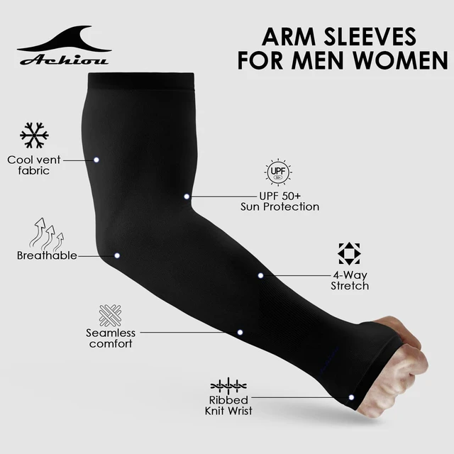 Alt view image 6 of 6 - Achiou Arm Sleeves for Men and Women UV Protection Cooling Sports