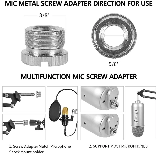 Alt view image 4 of 6 - Microphone Stand for Blue Yeti, Quadcast, Heavy Duty Scissor Boom Arm with Windscreen and Double-Layered Screen Pop Filter, Broadcasting and Recording
