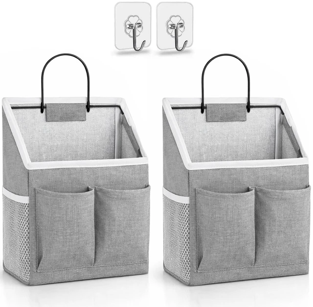 Main image of Kanrichu 2pcs Wall Hanging Storage Baskets, Over the Door Organizer, Wall File Organizer, RV Storage, for Bedroom Office Camper, Gray-Upgraded