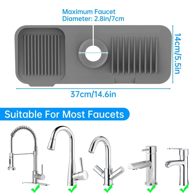Alt view image 3 of 7 - NiHome Silicone Faucet Splash Guard, Fits Faucets up to 2.5 Inches, Kitchen Sink Protector for RV Bathroom Laundry Room