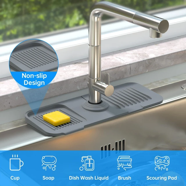 Alt view image 5 of 7 - NiHome Silicone Faucet Splash Guard, Fits Faucets up to 2.5 Inches, Kitchen Sink Protector for RV Bathroom Laundry Room