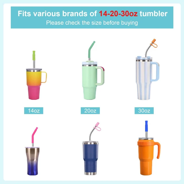 Alt view image 4 of 7 - Reusable Stainless Steel Straws Set 6 PCS with 6 Silicone Tips, 2 Straw Brush, 1 Storage Case, Different Sizes of Metal Straws Reusable, Suitable for 14, 20, 30 oz Cups Tumbler, for Hot/Cold Drinks