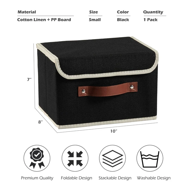 Alt view image 7 of 7 - Cotton Linen Fabric Storage Boxes with Lids Bins Baskets