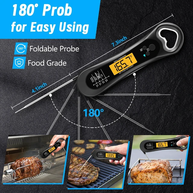 Alt view image 6 of 7 - Digital Instant Read Meat Thermometer with Bottle Opener, Backlight & Calibration, Kitchen Gadgets for BBQ, Turkey, Candy, Liquids