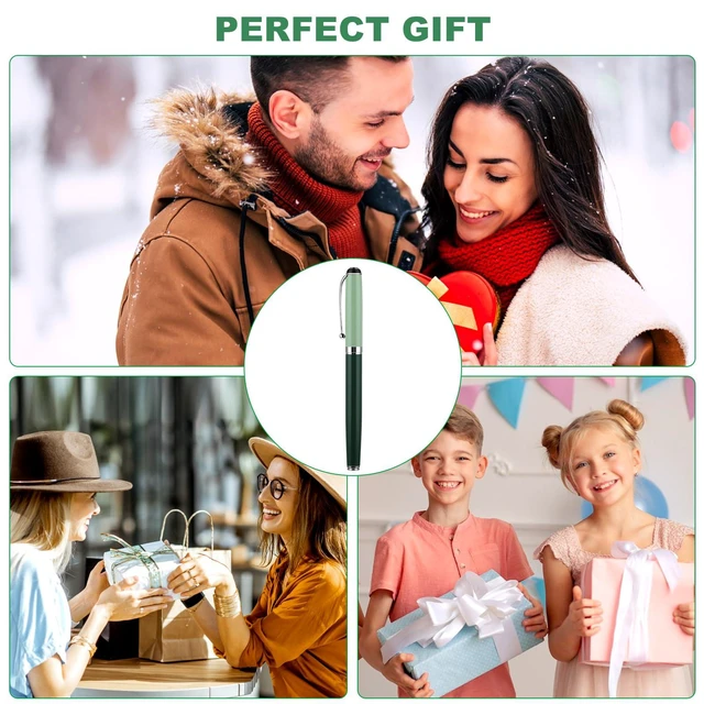 Alt view image 6 of 7 - Cobee Metal Fountain Pen, 0.5mm Fine Nib, 10 Black Ink Cartridges, Luxury Calligraphy Pen, Office School Supplies Gift (Green)
