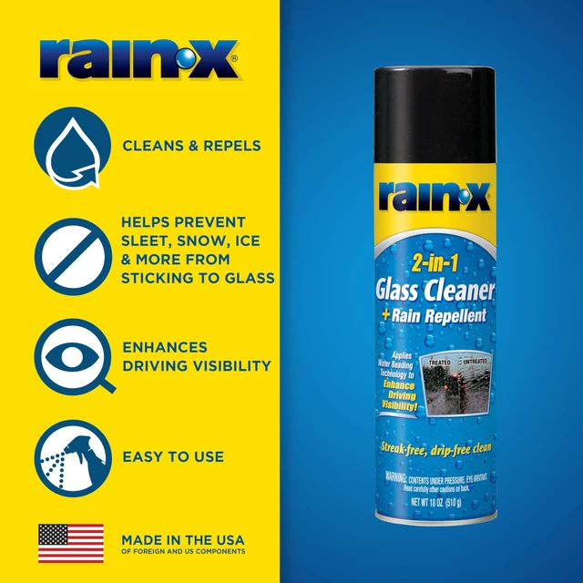 Alt view image 7 of 7 - Rain-X 5080233 2-in-1 Glass Cleaner Plus Rain Repellent, 18 Ounce, Blue