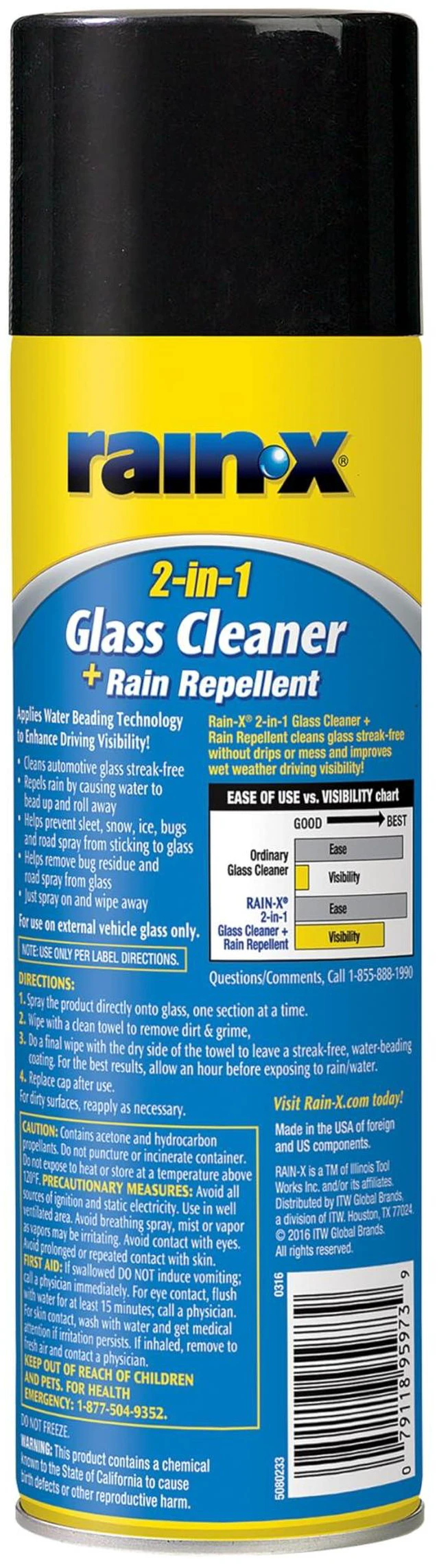 Alt view image 4 of 7 - Rain-X 5080233 2-in-1 Glass Cleaner Plus Rain Repellent, 18 Ounce, Blue