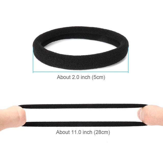 Alt view image 2 of 5 - Qarwayoc 50PCS Black Cotton Seamless Hair Ties, Elastic Ponytail Holders, 2-Inch Diameter, No Damage for Thick Hair