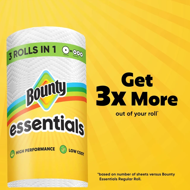 Alt view image 4 of 5 - Bounty Essentials Paper Towels Select-A-Size 2 Triple Rolls 162 Sheets Per Roll White