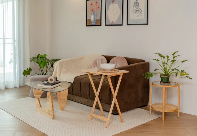 Alt view image 3 of 6 - Mainstays Rubberwood Folding TV Tray Table, Natural