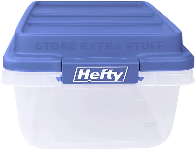 Alt view image 5 of 6 - Hefty HI-RISE 18Quart Small Latching Storage Bin, Clear Plastic with Latch Lid, Blue