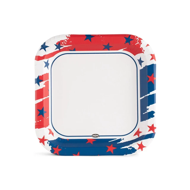 Alt view image 3 of 4 - Kingsford 10" Heavy Duty Soak Proof Americana Square Paper Plates 35ct