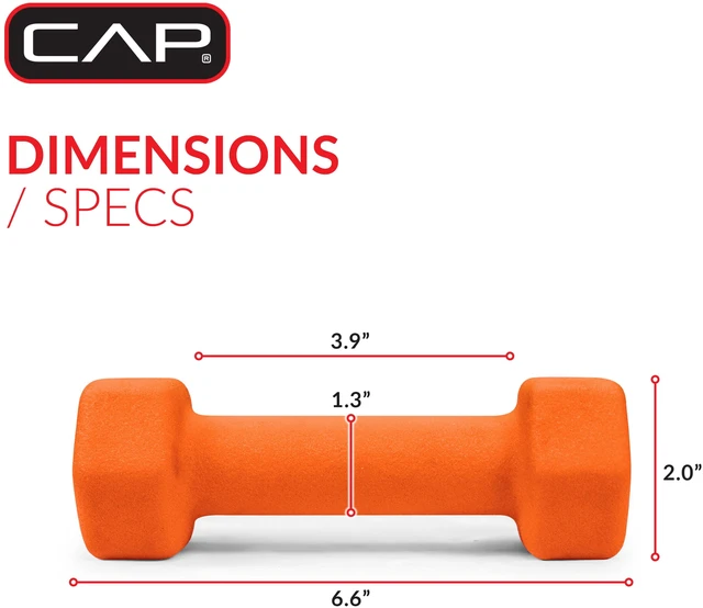 Alt view image 2 of 6 - CAP 3lb Neoprene Dumbbell, Orange, Single
