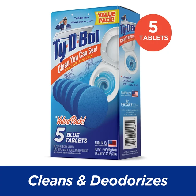 Alt view image 5 of 5 - Ty-D-Bol Toilet Bowl Cleaner Tablets, Unscented, 5 Blue Tablets