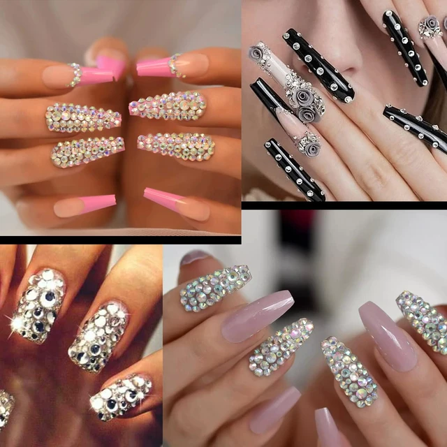 Alt view image 6 of 6 - Flat Back Rhinestone Kits with Colorful Rhinestones, Crystal AB & Transparent White Face Gems, Nail Gem, Quick Dry Glue, Picker Pencil & Tweezer for Face & Nail Art