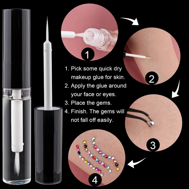 Alt view image 5 of 6 - Flat Back Rhinestone Kits with Colorful Rhinestones, Crystal AB & Transparent White Face Gems, Nail Gem, Quick Dry Glue, Picker Pencil & Tweezer for Face & Nail Art