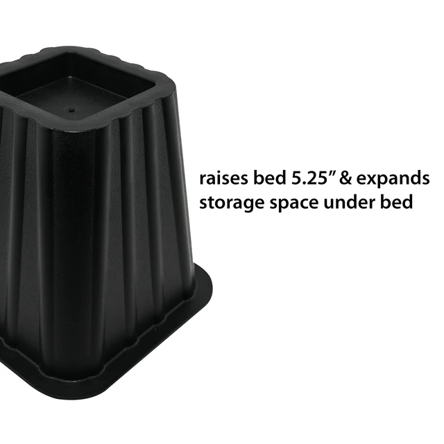 Alt view image 5 of 6 - Mainstays Black Plastic Bed Risers, 4 Pack, 6.5In x 6.5In x 6In