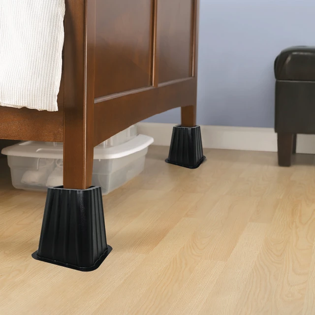 Alt view image 3 of 6 - Mainstays Black Plastic Bed Risers, 4 Pack, 6.5In x 6.5In x 6In