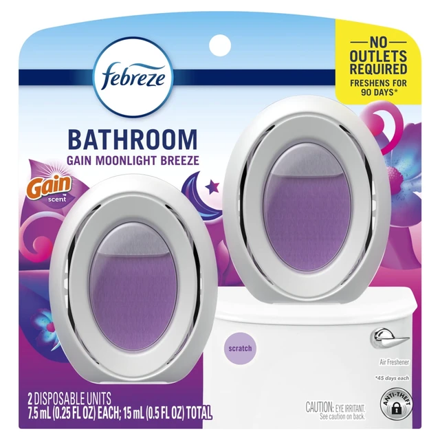 Alt view image 2 of 6 - Febreze Bathroom Air Freshener Gain Moonlight Breeze Scent 2 Count Odor-Fighting