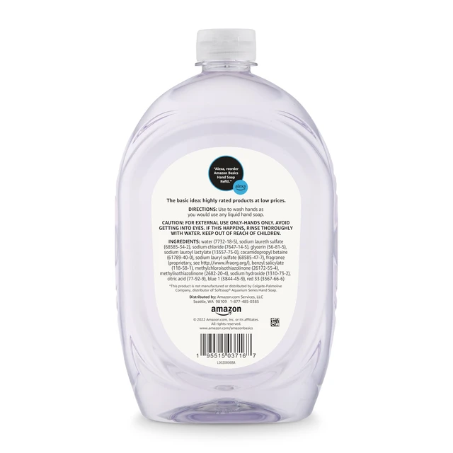 Alt view image 3 of 5 - Amazon Basics Gentle & Mild Clear Liquid Hand Soap Refill, 50 fl oz, 1-Pack, Triclosan-Free, Dermatologist-Tested, pH Balanced, Cruelty-Free