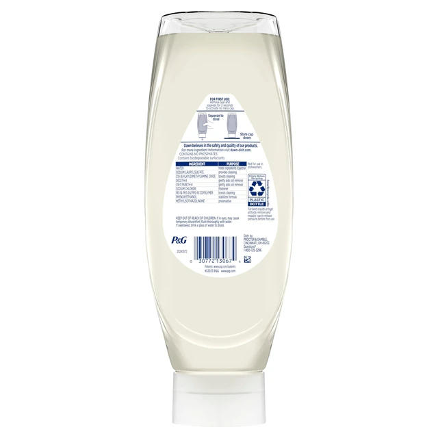 Alt view image 4 of 6 - Dawn Free & Clear EZ-Squeeze Dish Soap Liquid, 24.3Fl Oz, Unscented, Grease Removal, Upside Down Bottle