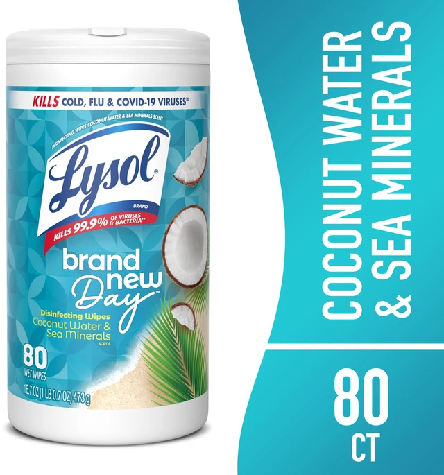 Main image of Lysol Disinfecting Wipes, All Purpose Multi Surface Antibacterial Cleaning Wipes, Coconut & Sea Minerals Scent, 80 Count