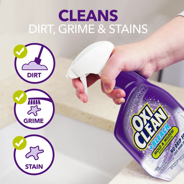 Alt view image 3 of 5 - OxiClean Plus Bleach, No Drip Foam, Mold & Mildew Bathroom Stain Remover, 30oz