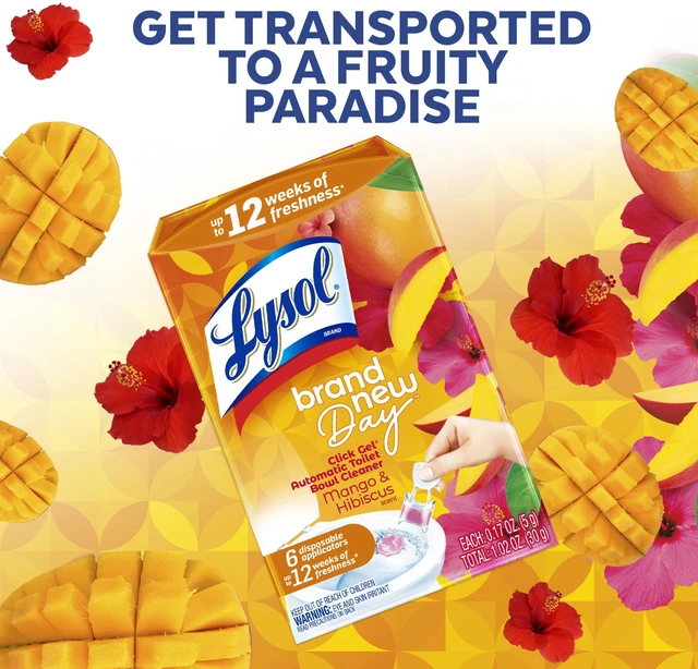 Alt view image 4 of 5 - Lysol Brand New Day Automatic Toilet Bowl Click Gel Cleaner, Mango & Hibiscus, 6Count