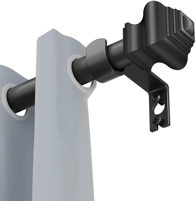 Main image of Curtain Rod 35-47Inch, 5/8Inch Matte Black with Brackets, Adjustable Telescoping for Bedroom, Kitchen, Study, Living Room