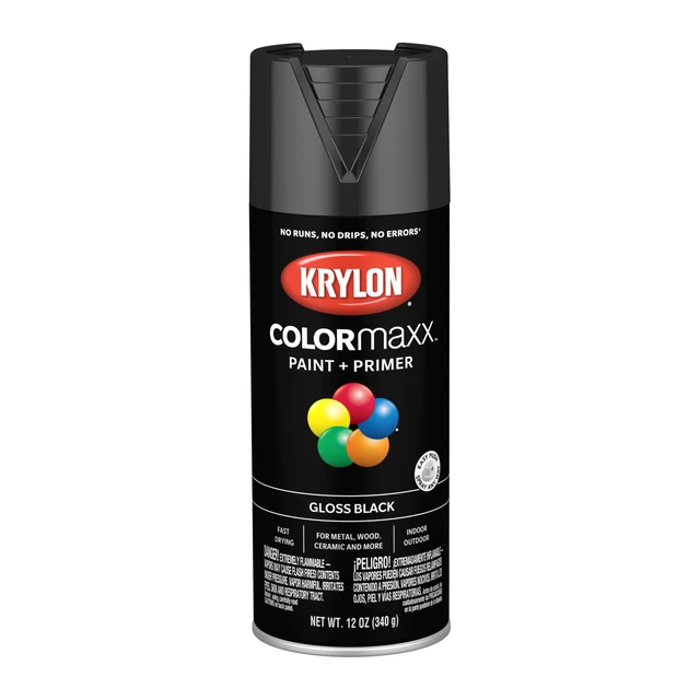 Alt view image 2 of 5 - Krylon COLORmaxx Paint + Primer, Gloss Black, 12 oz